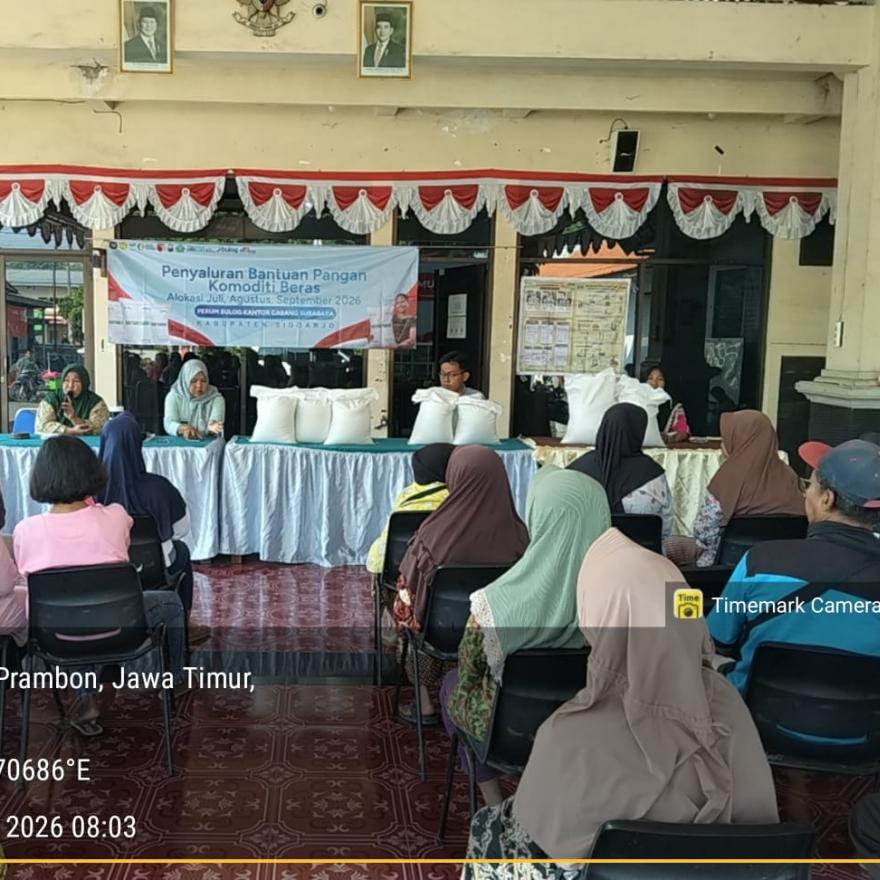PENYALURAN BANTUAN PANGAN KOMODITI BERAS DESA TEMU PRAMBON